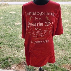 NWT Men's Proverbs 28:1 t-shirt